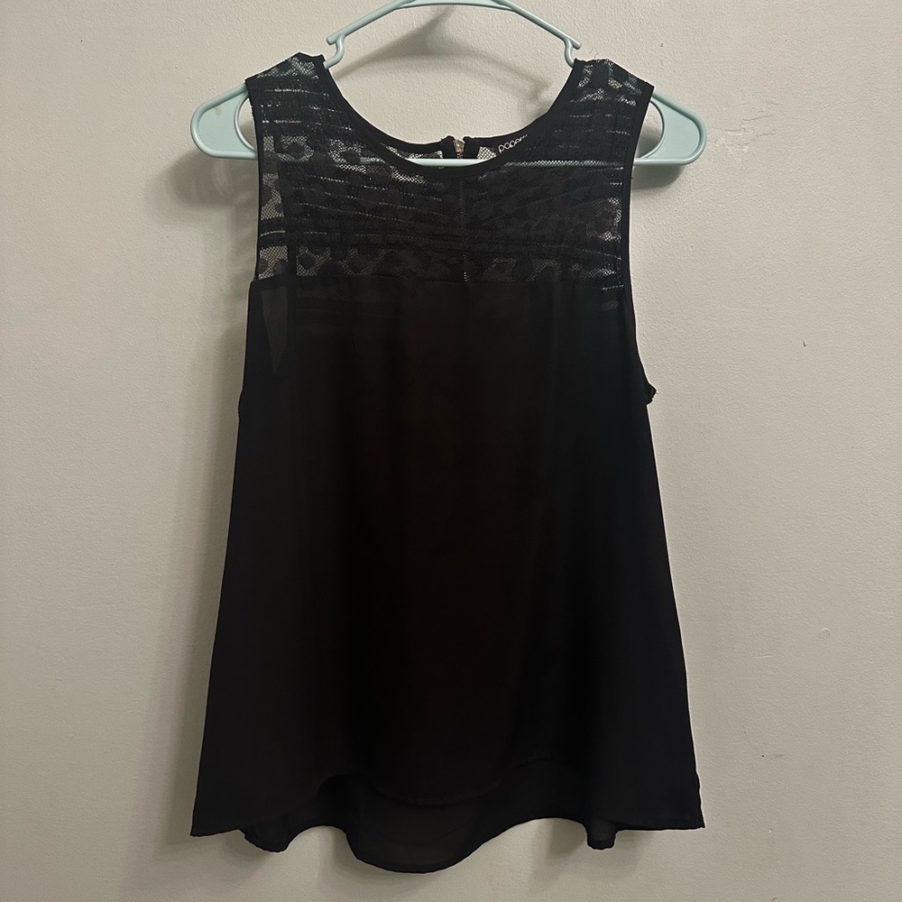 Papermoon Black Sleeveless Tank Top with Lace Detail